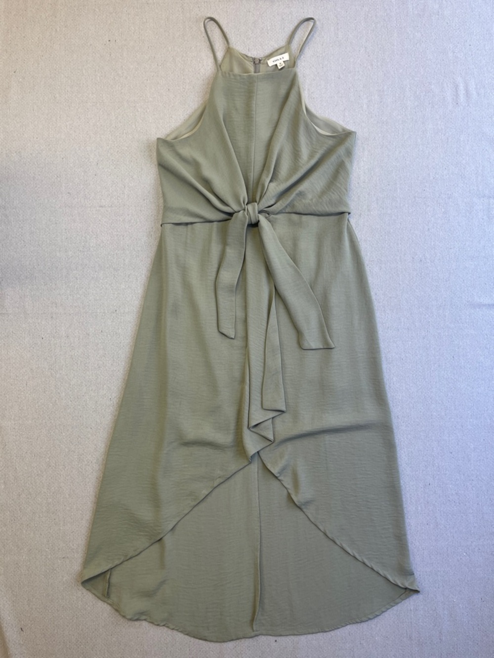 Gilli Sage Green Tie Front Midi Dress Sleeveless Size Medium